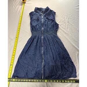 Love University Sleeveless Denim Dress with Front Zipper